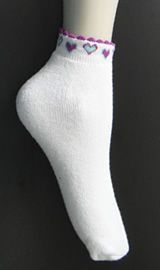 005-Meia Socket Feminina Atoalhada Picot Bordada